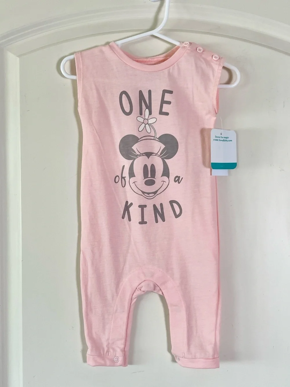 Disney Baby Minnie Mouse One Piece Romper Pink Gray NWT 3-6 Months